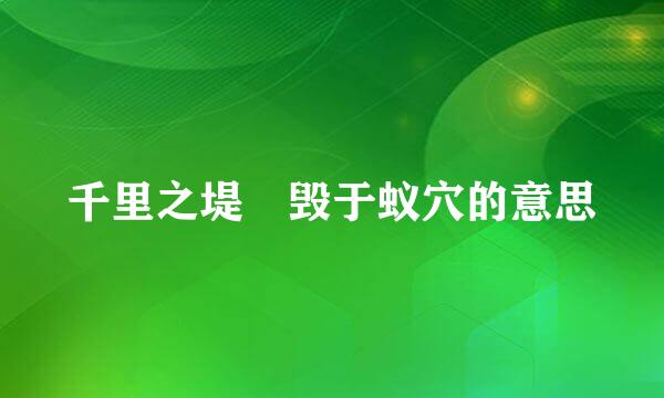 千里之堤 毁于蚁穴的意思