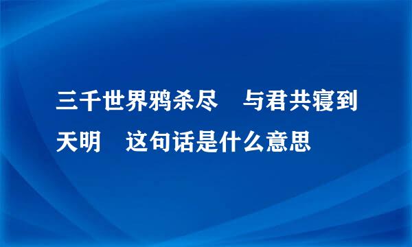 三千世界鸦杀尽 与君共寝到天明 这句话是什么意思