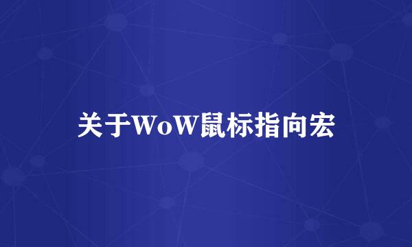 关于WoW鼠标指向宏