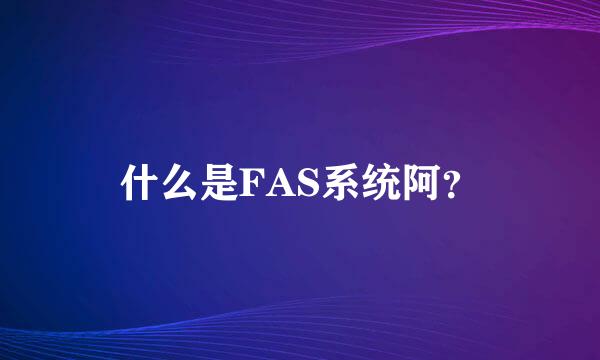 什么是FAS系统阿？