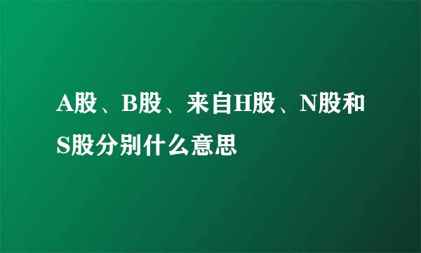 A股、B股、来自H股、N股和S股分别什么意思