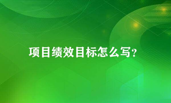 项目绩效目标怎么写？