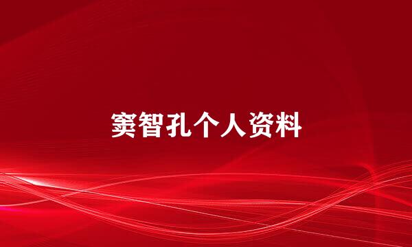 窦智孔个人资料