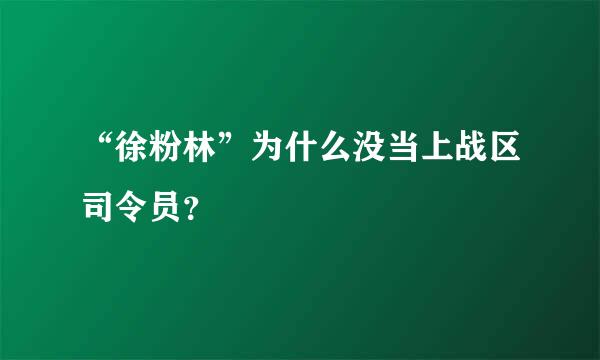 “徐粉林”为什么没当上战区司令员？