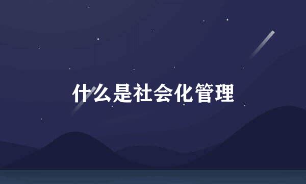 什么是社会化管理