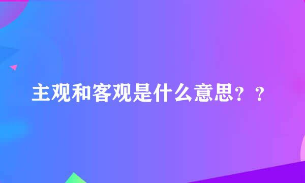 主观和客观是什么意思？？