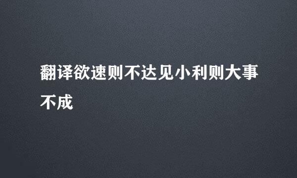 翻译欲速则不达见小利则大事不成