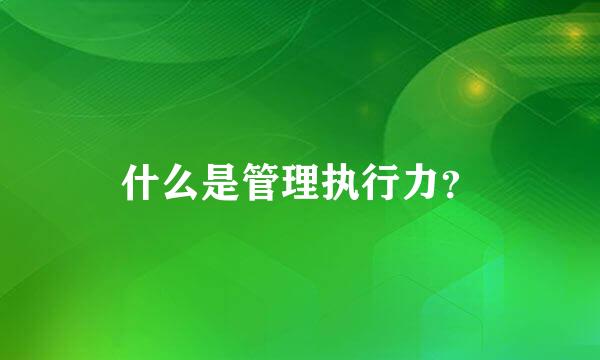 什么是管理执行力？