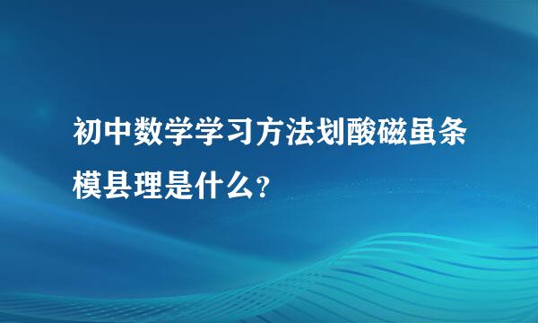 初中数学学习方法划酸磁虽条模县理是什么？