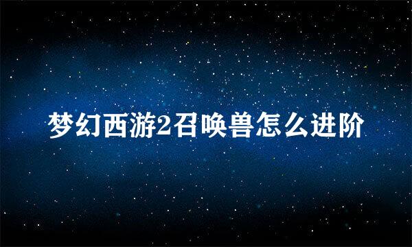 梦幻西游2召唤兽怎么进阶