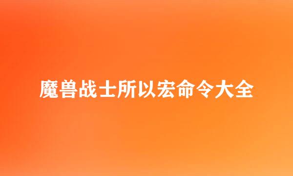 魔兽战士所以宏命令大全