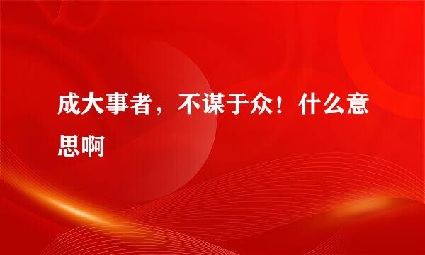 成大事者，不谋于众！什么意思啊