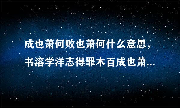 成也萧何败也萧何什么意思，书溶学洋志得罪木百成也萧何败也萧何典故