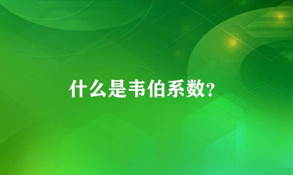 什么是韦伯系数？