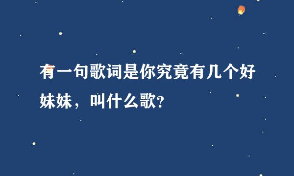 有一句歌词是你究竟有几个好妹妹，叫什么歌？