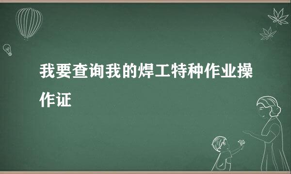 我要查询我的焊工特种作业操作证