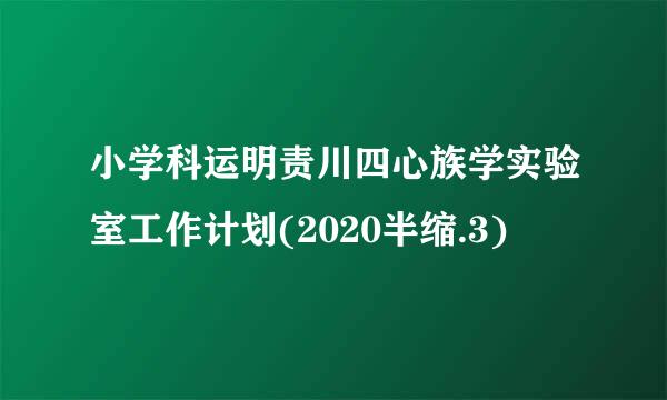 小学科运明责川四心族学实验室工作计划(2020半缩.3)