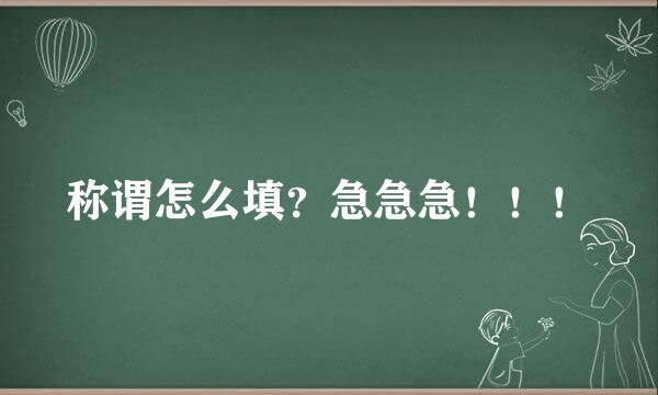 称谓怎么填？急急急！！！