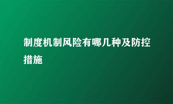 制度机制风险有哪几种及防控措施