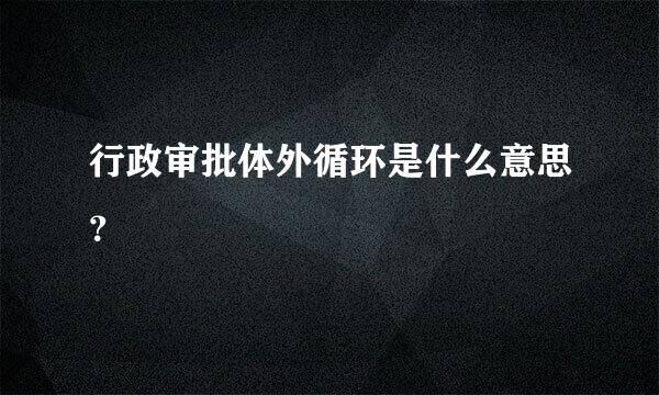 行政审批体外循环是什么意思？