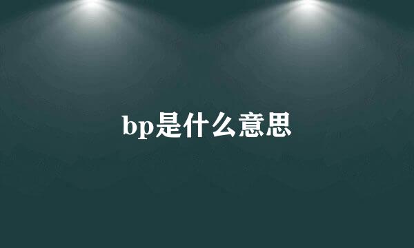 bp是什么意思