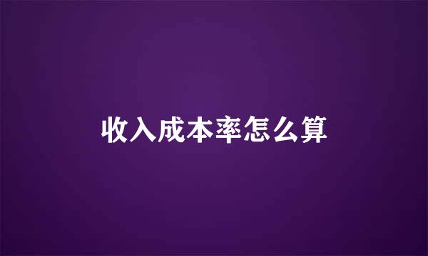 收入成本率怎么算