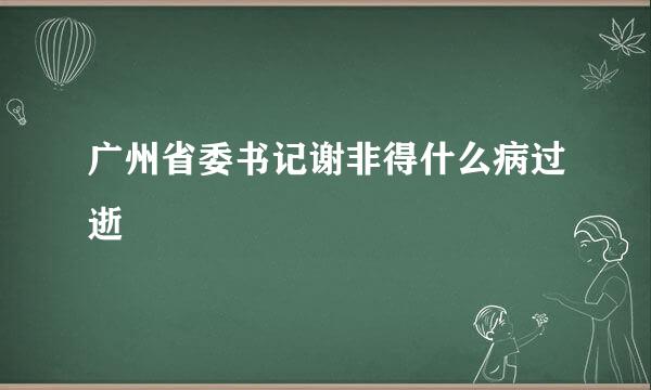 广州省委书记谢非得什么病过逝