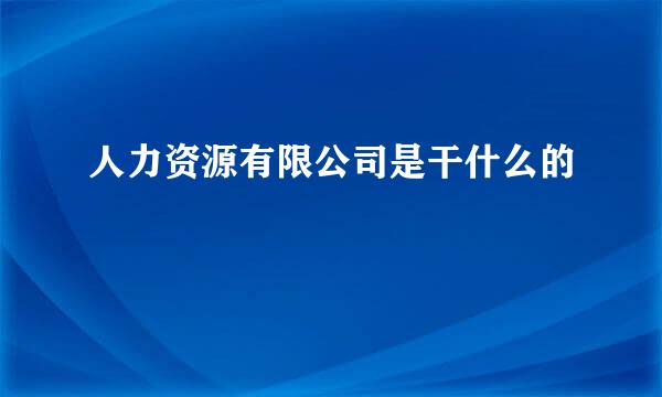 人力资源有限公司是干什么的