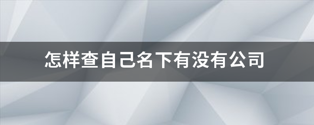 怎样查自己名下有没有公司