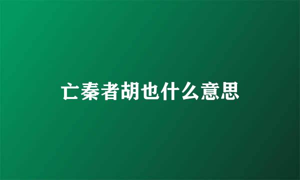 亡秦者胡也什么意思