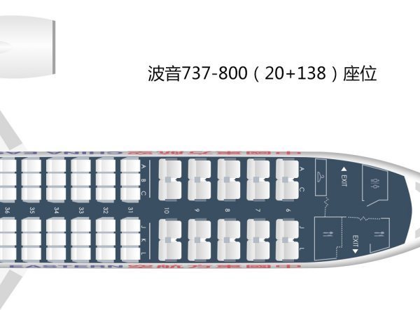 737-800飞机座位分布图是什么样子的？