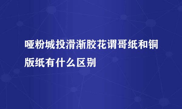 哑粉城投滑渐胶花谓哥纸和铜版纸有什么区别