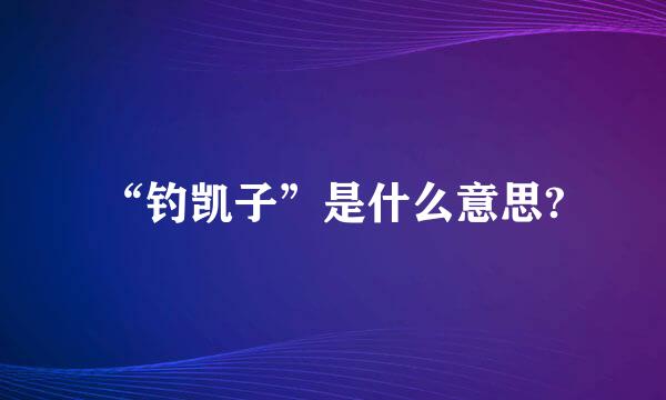 “钓凯子”是什么意思?