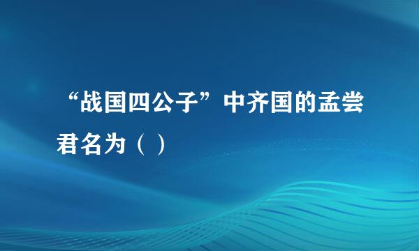 “战国四公子”中齐国的孟尝君名为（）