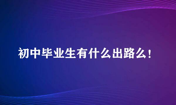 初中毕业生有什么出路么！