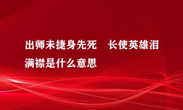 出师未捷身先死 长使英雄泪满襟是什么意思