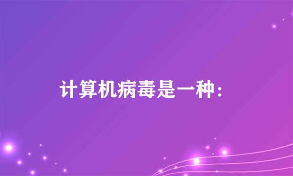 计算机病毒是一种：