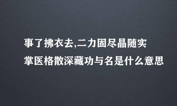 事了拂衣去,二力固尽晶随实掌医格散深藏功与名是什么意思