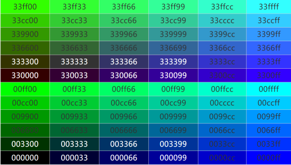 各种颜色的代码是什么