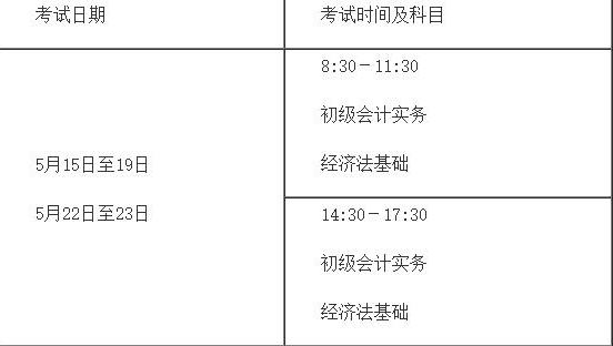 2021年初级会计考试时间