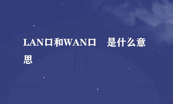 LAN口和WAN口 是什么意思