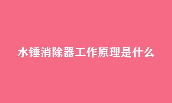 水锤消除器工作原理是什么