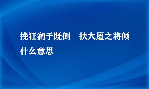 挽狂澜于既倒 扶大厦之将倾什么意思