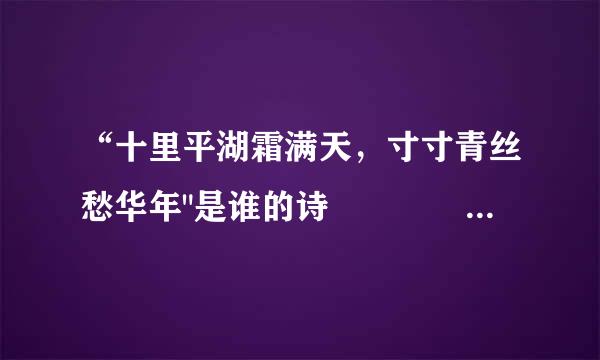 “十里平湖霜满天，寸寸青丝愁华年