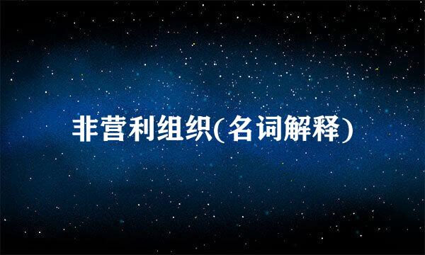 非营利组织(名词解释)