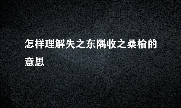 怎样理解失之东隅收之桑榆的意思