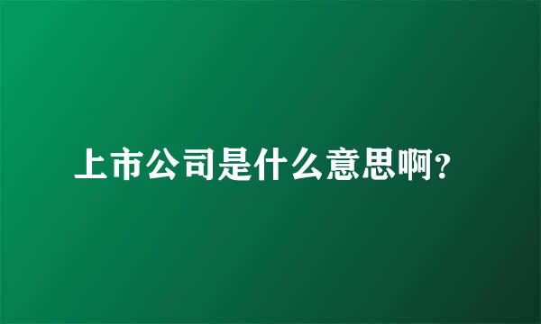 上市公司是什么意思啊？