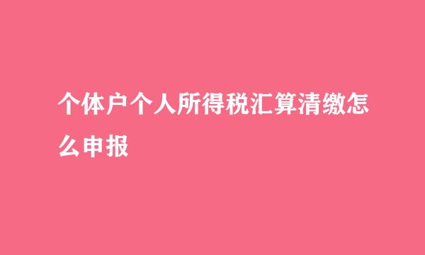 个体户个人所得税汇算清缴怎么申报