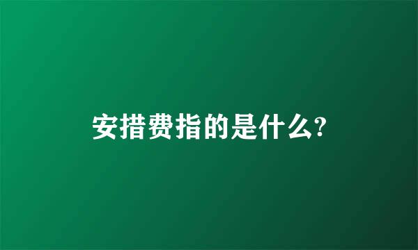 安措费指的是什么?