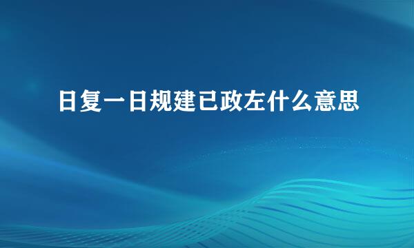 日复一日规建已政左什么意思